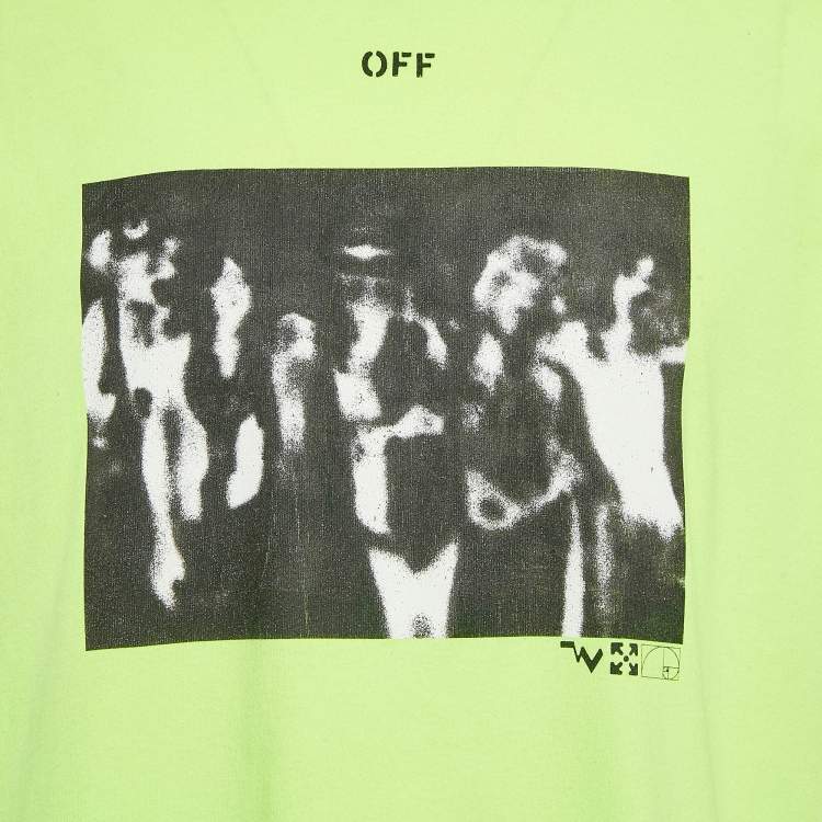 Pre Owned Off-White Neon Yellow Spray Paint Print Cotton Oversized T-Shirt XS 