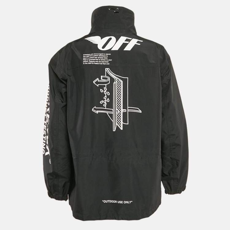 Pre Owned Off-White Black Printed Nylon Gore-tex Anorak Jacket L