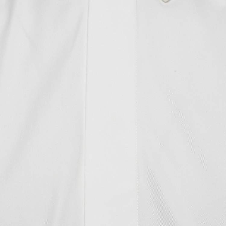 Pre Owned Off-White White Big Checks Print Cotton Short Sleeve Shirt L
