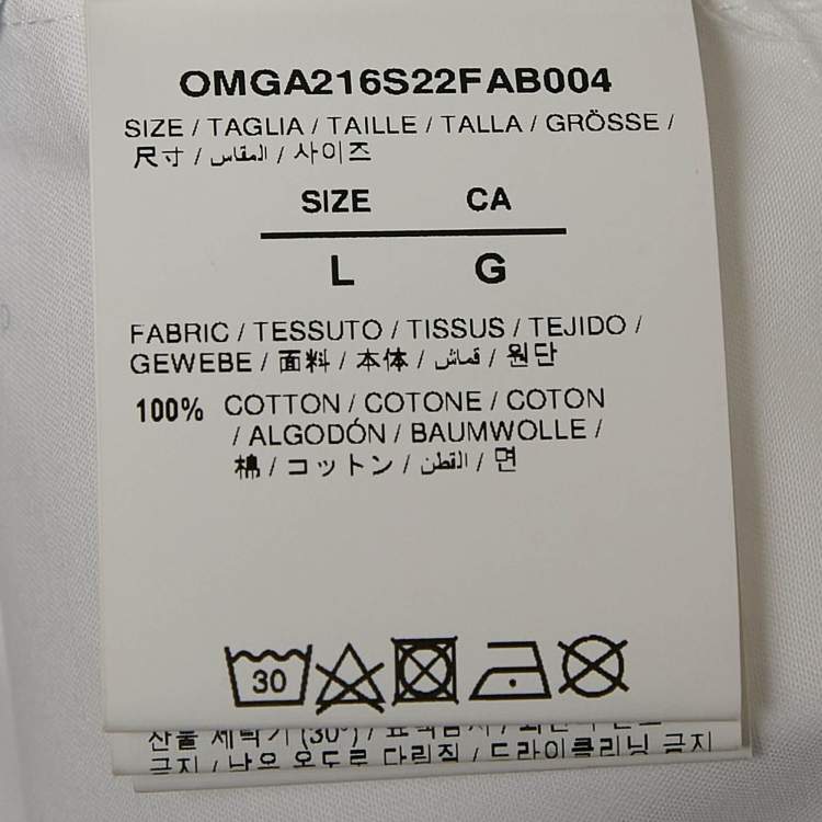 Pre Owned Off-White White Big Checks Print Cotton Short Sleeve Shirt L