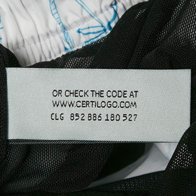 Pre Owned Off-White White Printed Nylon Swim Shorts M