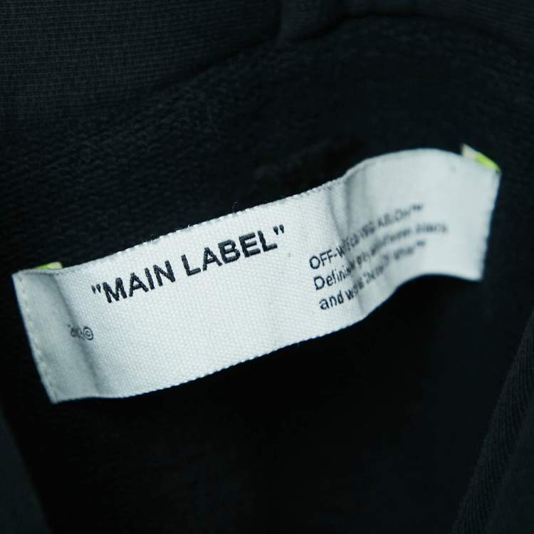Pre Owned Off-White Black Logo Print Cotton Hooded Sweatshirt L