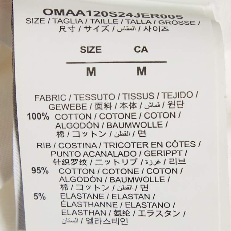 Pre Owned Off-White White Embroidered Cotton Crew Neck Oversized T-Shirt M