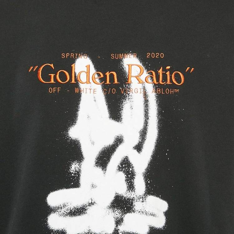 Pre Owned Off-White Black Embroidered Cotton Crew-Neck Sweatshirt M