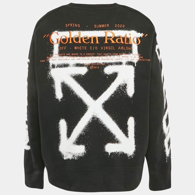 Pre Owned Off-White Black Embroidered Cotton Crew-Neck Sweatshirt M