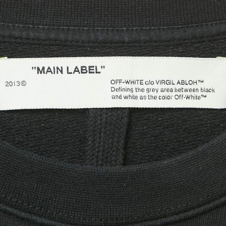 Pre Owned Off-White Black Embroidered Cotton Crew-Neck Sweatshirt M