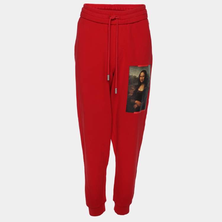 Pre Owned Off-White Red Jersey Monalisa Track Pants M