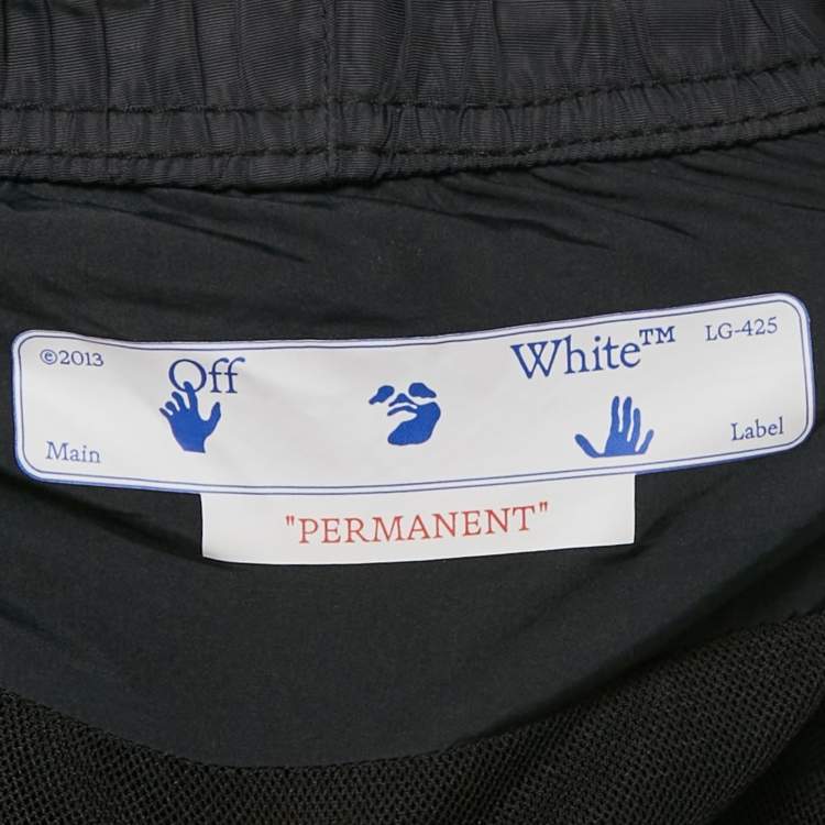 Pre Owned Off-White Black Logo Print Nylon Shorts M