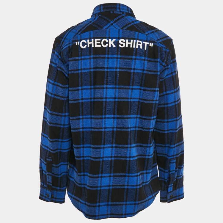 Pre Owned Off-White Blue/Black Plaid Cotton Blend Button Front Shirt XL