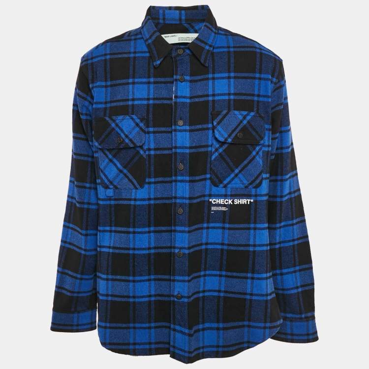 Pre Owned Off-White Blue/Black Plaid Cotton Blend Button Front Shirt XL
