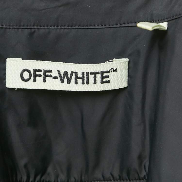 Pre Owned Off-White Black Plaid Virgin Wool Button Front Quilted Jacket L