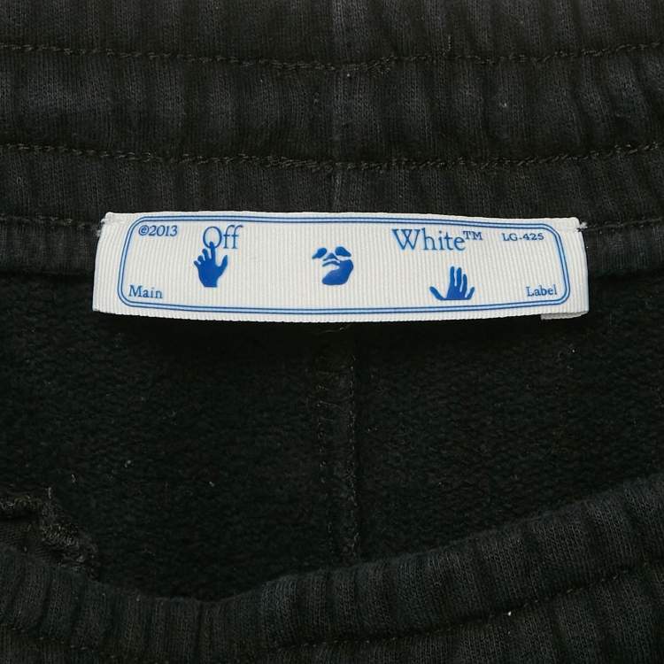 Pre Owned Off-White Black Logo Print Cotton Knit Track Pants XL