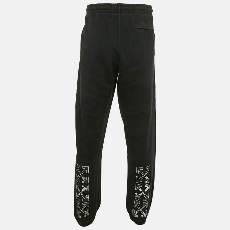 Pre Owned Off-White Black Logo Print Cotton Knit Track Pants XL