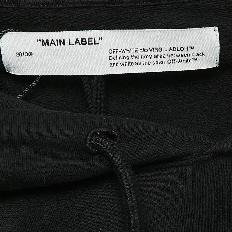 Pre Owned Off-White Black Printed Cotton Hooded Sweatshirt M