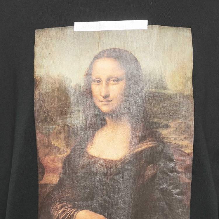 Pre Owned Off-White Black Mona Lisa Print Cotton Pullover M