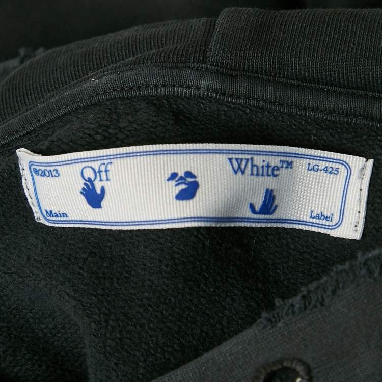 Pre Owned Off-White Black Faded Vintage Print Cotton Print Hoodie L