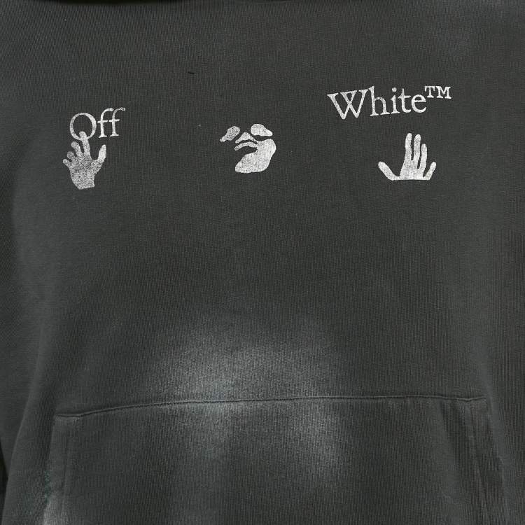 Pre Owned Off-White Black Faded Vintage Print Cotton Print Hoodie L