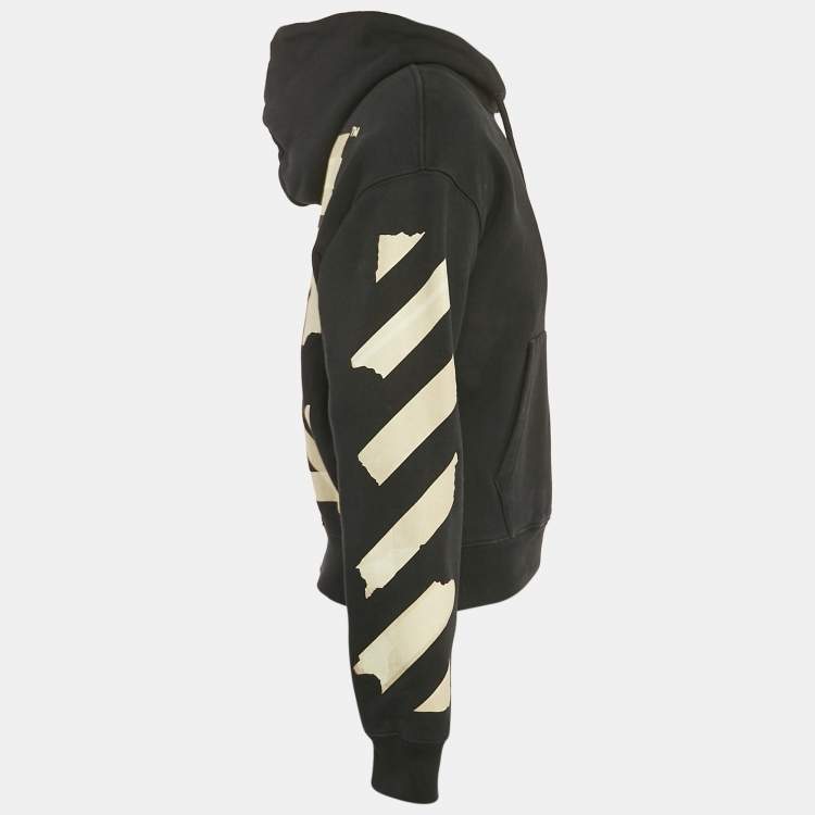 Pre Owned Off-White Black Cotton Logo Arrows Printed Hoodie XS