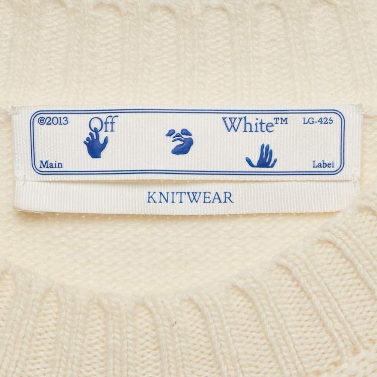 Pre Owned Off-White Multicolor Wool Crew Neck Color-Block Sweater XL