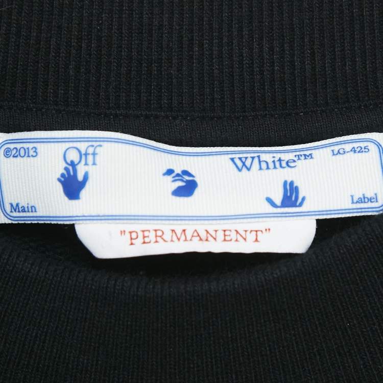 Pre Owned Off-White Black Logo Print Cotton Knit Sweatshirt M