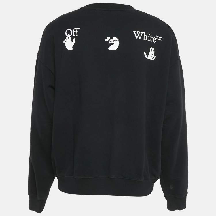 Pre Owned Off-White Black Logo Print Cotton Knit Sweatshirt M