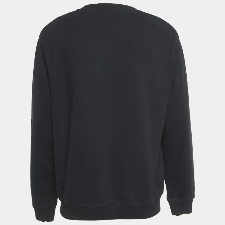 Pre Owned Off-White Black Logo Print Cotton Sweatshirt L