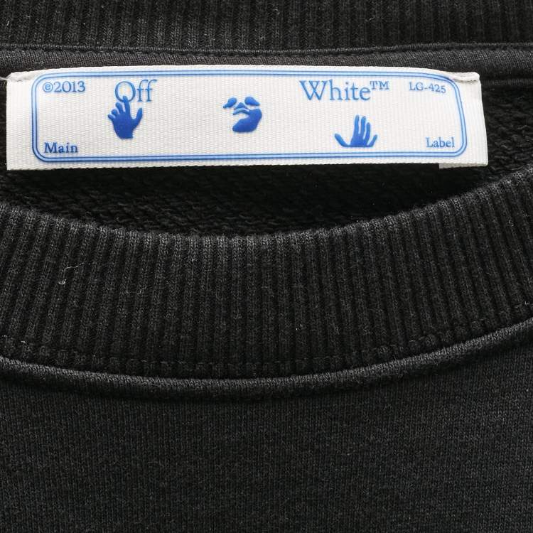 Pre Owned Off-White Black Logo Print Cotton Sweatshirt L