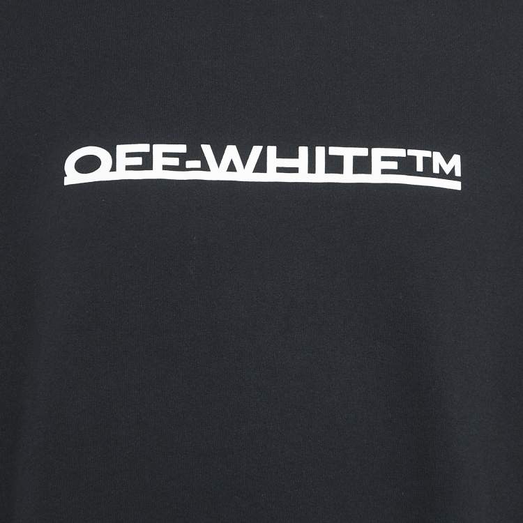 Pre Owned Off-White Black Logo Print Cotton Sweatshirt L