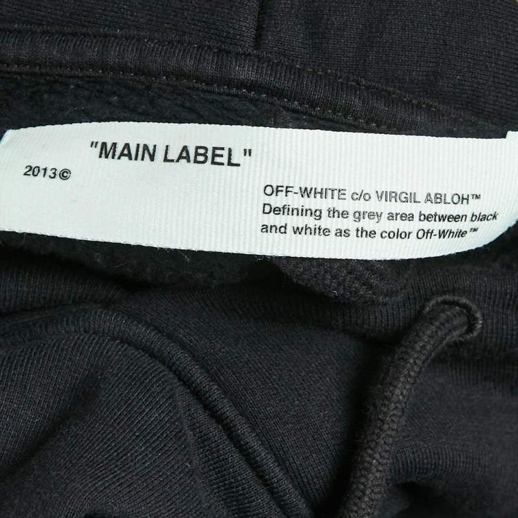 Pre Owned Off-White Black Logo Print Cotton Hooded Sweatshirt XS