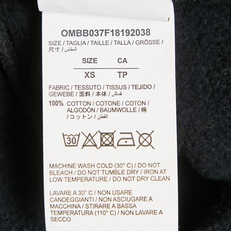 Pre Owned Off-White Black Logo Print Cotton Hooded Sweatshirt XS