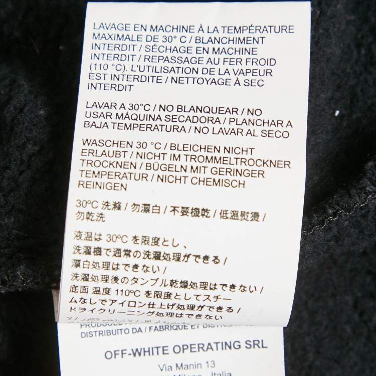 Pre Owned Off-White Black Logo Print Cotton Hooded Sweatshirt XS