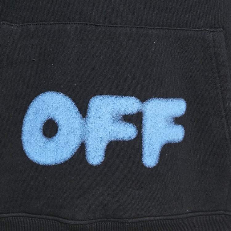 Pre Owned Off-White Black Logo Print Cotton Hooded Sweatshirt XS