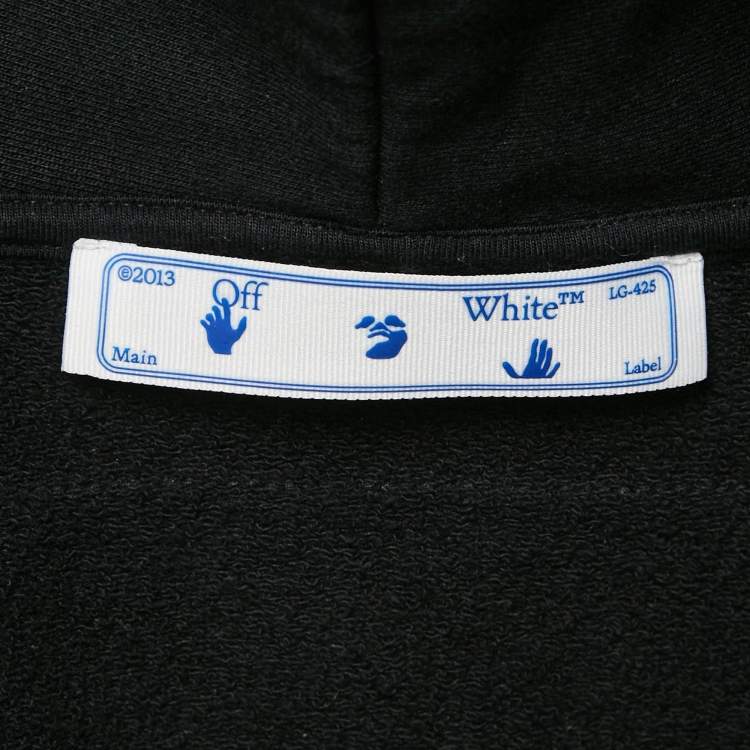 Pre Owned Off-White Black Arrow Applique Cotton Hooded Sweatshirt M