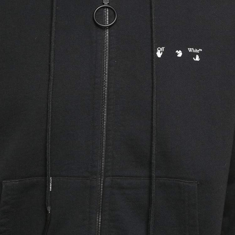 Pre Owned Off-White Black Arrow Applique Cotton Hooded Sweatshirt M