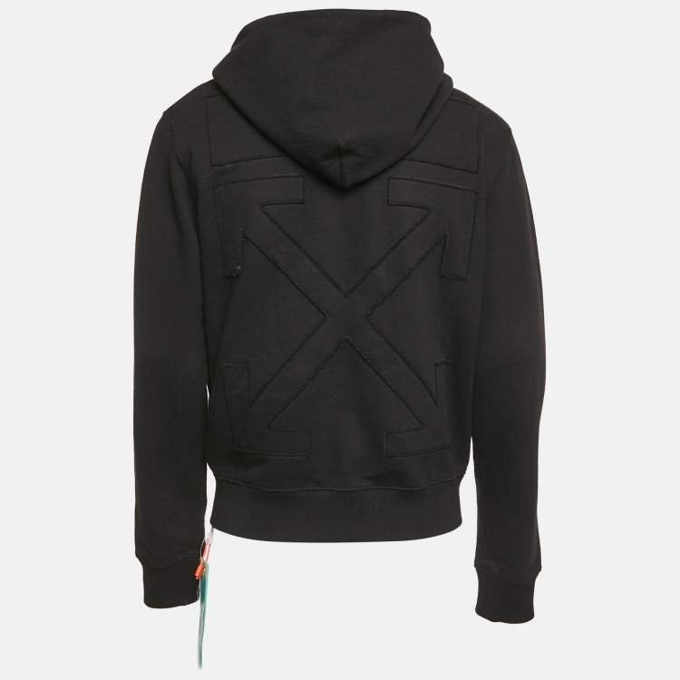 Pre Owned Off-White Black Arrow Applique Cotton Hooded Sweatshirt M