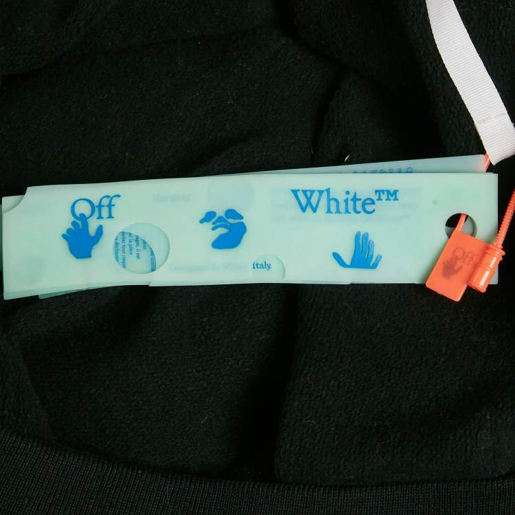 Pre Owned Off-White Black Vintage Print Cotton Hoodie M