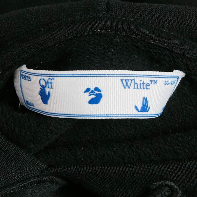 Pre Owned Off-White Black Vintage Print Cotton Hoodie M