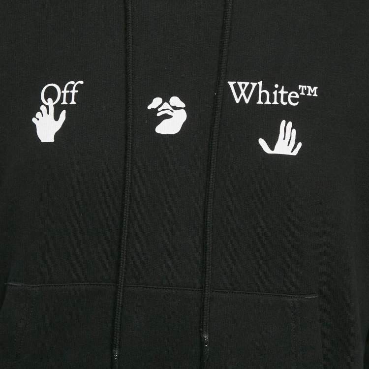 Pre Owned Off-White Black Vintage Print Cotton Hoodie M