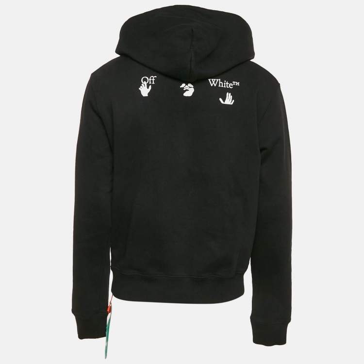 Pre Owned Off-White Black Vintage Print Cotton Hoodie M