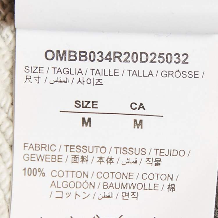 Pre Owned Off-White Grey Arrow Embroidered Cotton Hooded Sweatshirt M