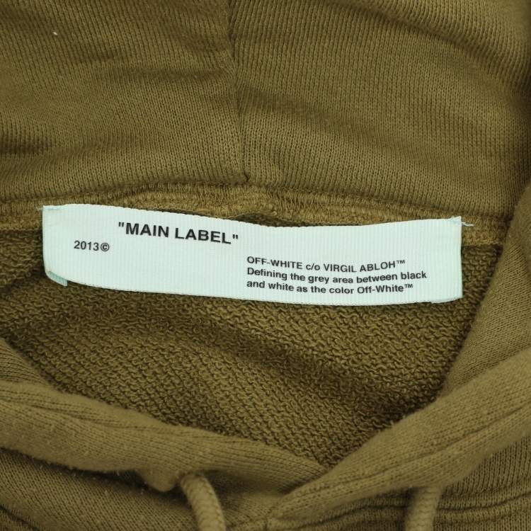 Pre Owned Off-White Olive Green Cotton Knot Hoodie L