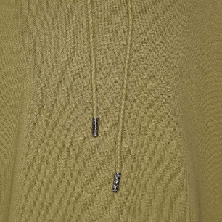 Pre Owned Off-White Olive Green Cotton Knot Hoodie L