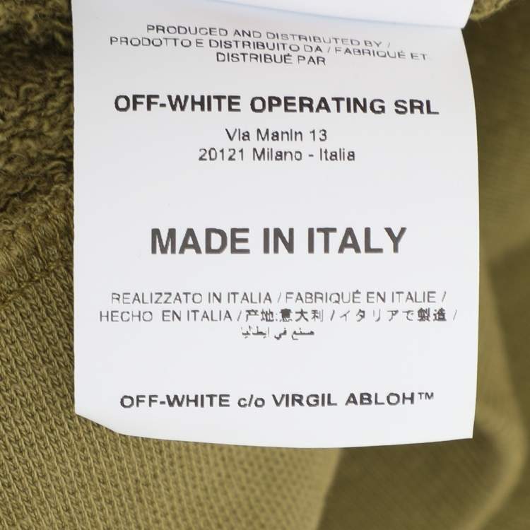 Pre Owned Off-White Olive Green Cotton Knot Hoodie L