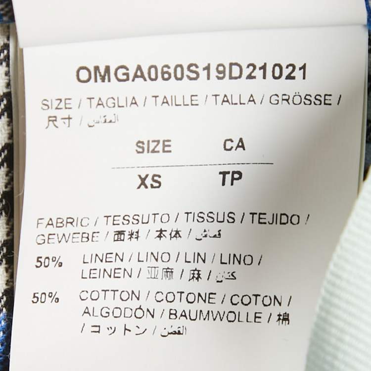 Pre Owned Off-White Blue Checks Linen Blend Long Sleeve Shirt XS