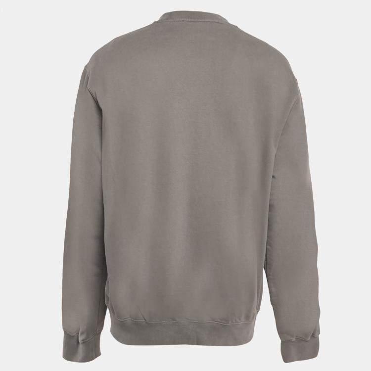 Pre Owned Off-White Grey Paint Mirror Print Cotton Sweatshirt XXL