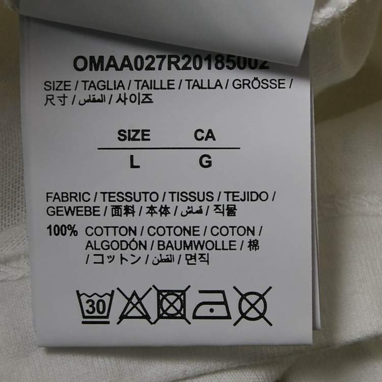 Pre Owned Off-White Logo Print Cotton Crew Neck T-Shirt L