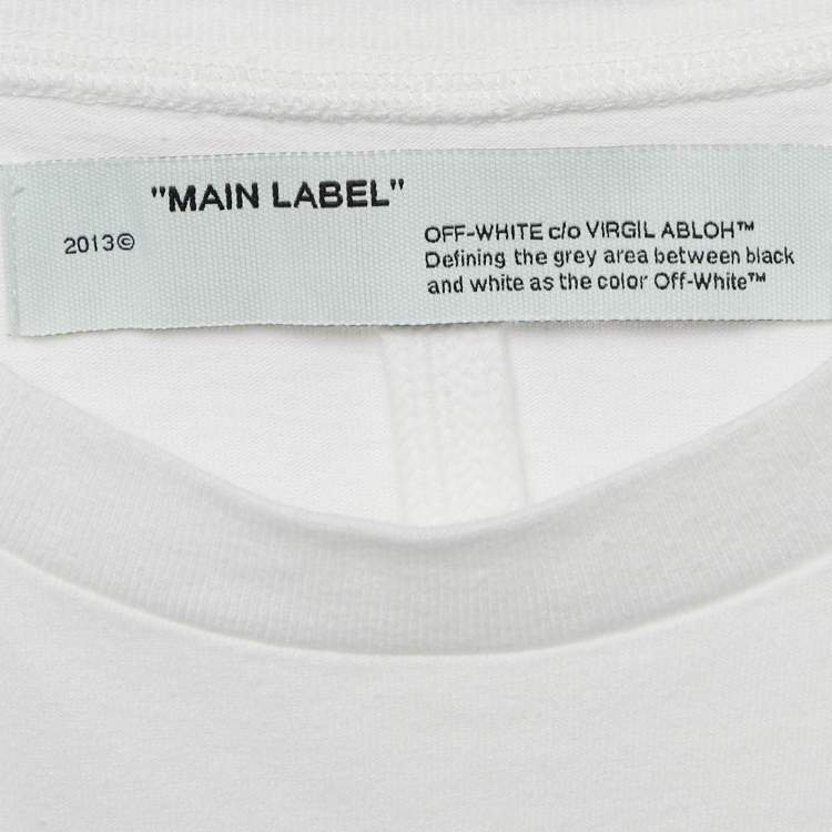 Pre Owned Off-White Logo Print Cotton Crew Neck T-Shirt L