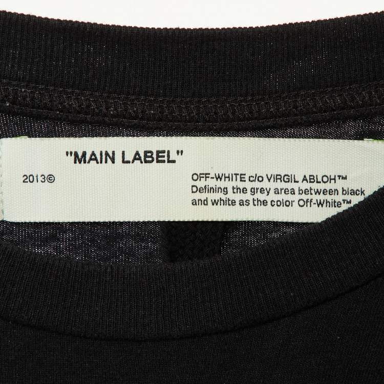 Pre Owned Off-White Black Tape Arrow Print Cotton Crew Neck T-Shirt S