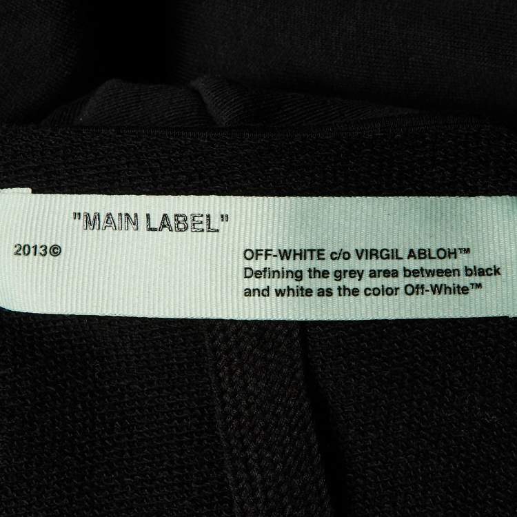 Pre Owned Off-White Black Jersey Cotton Do Not Cross Line Print Zip- Up Hoodie L