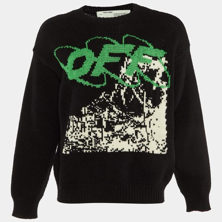 Pre Owned Off-White Tri Color Knit Wool Crew Neck Sweater S